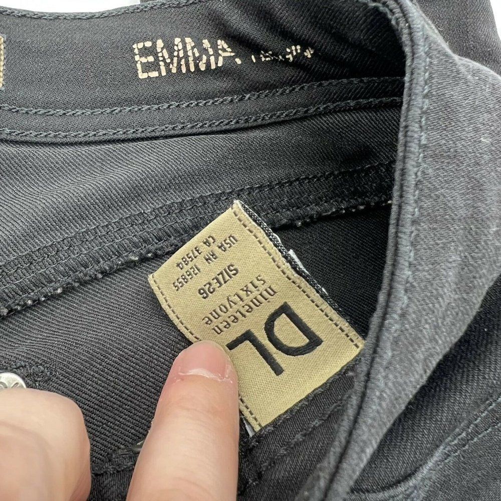 DL1961 Womens Emma Jeans Size 26x28 Black Wash Legging Skinny Mid Rise Stretch - Picture 3 of 5